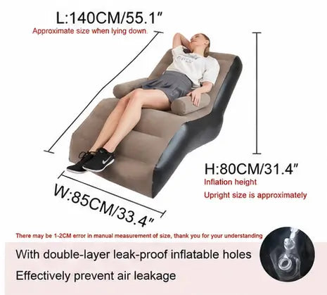 Inflatable Sofa Chair with Footstool & Electric Air Pump – Foldable Air Couch for Indoor & Outdoor Use
