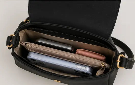 Women's PU Leather Sling Bag – Stylish Crossbody Shoulder Bag with 2 Compartments for Daily Use
