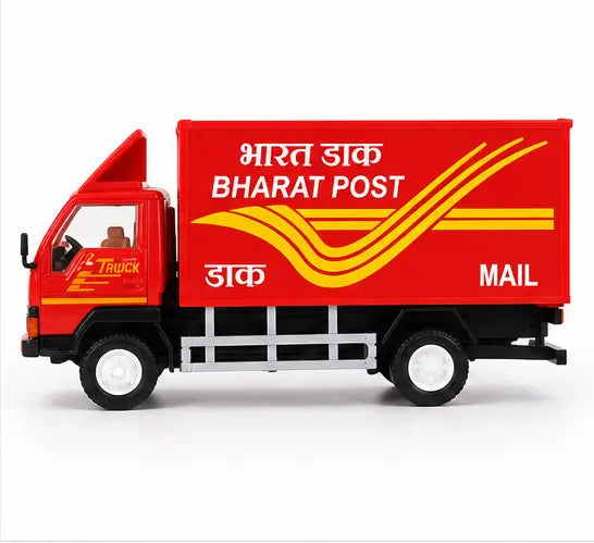 Panther Post Office Bharat Post Truck Toy with 2 Openable Tail Doors, Pull Back Action