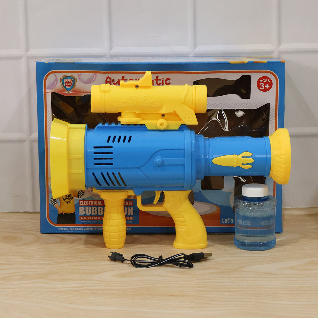 Automatic Rechargeable Bubble Gun Toy With Lights Bubble Maker For Kids (1 Pc)