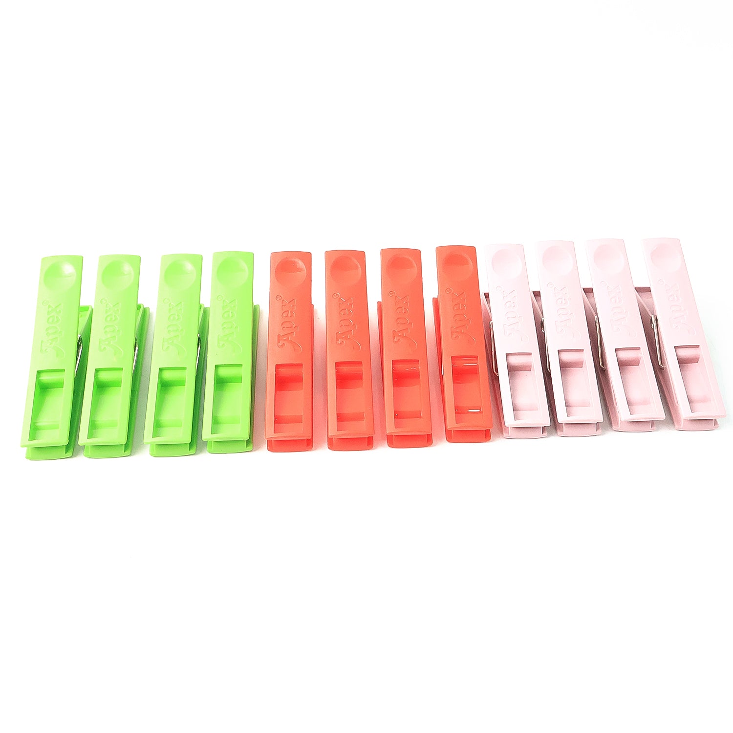 Durable Cloth Clips Set Of 12  Strong Grip Plastic Laundry Pegs With Stainless Steel Spring
