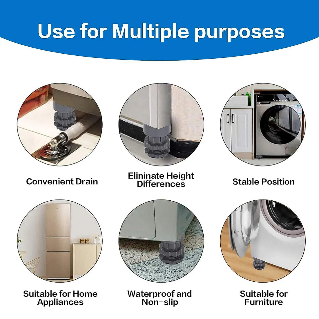 Adjustable Multipurpose Antivibration For Appiances (Set Of 4pc)