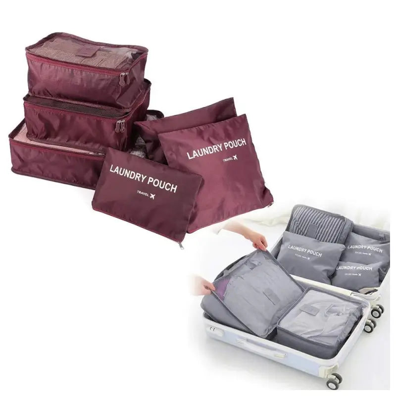 Waterproof Travel Packing Cubes Set 6 Pcs Organizer for Luggage, Laundry, and Storage