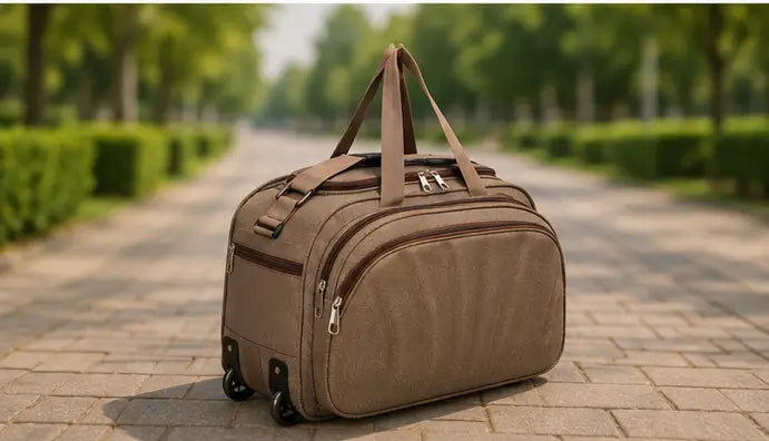 60L Travel Duffel Bag with Trolley Sleeve – Unisex Polyester Weekender Luggage Bag for Men & Women