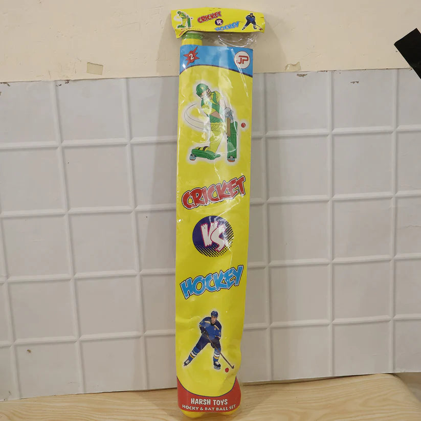 Combo Of Light Weight Plastic Bat Ball  Hockey For Kids