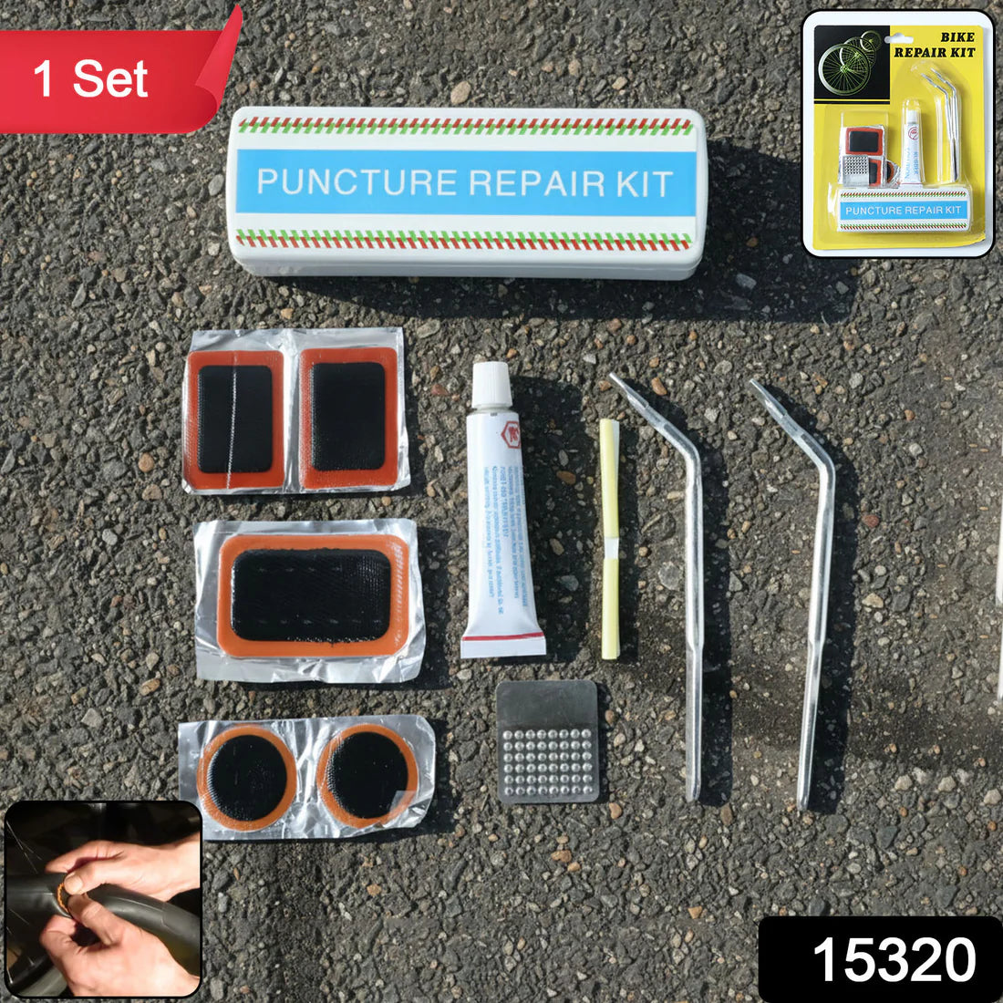 Bicycle Tire Repair Kit Puncture Repair Set With Adhesive Portable Tools
