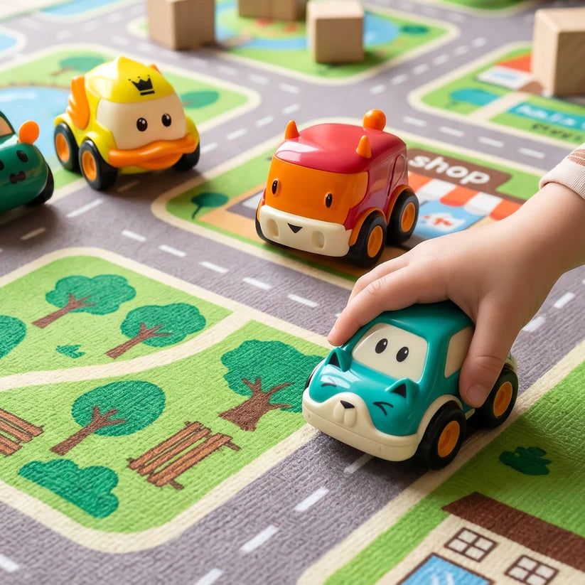 Funwoods Animal Cartoon Pull-back Toy Car - (4 Pc  Set)