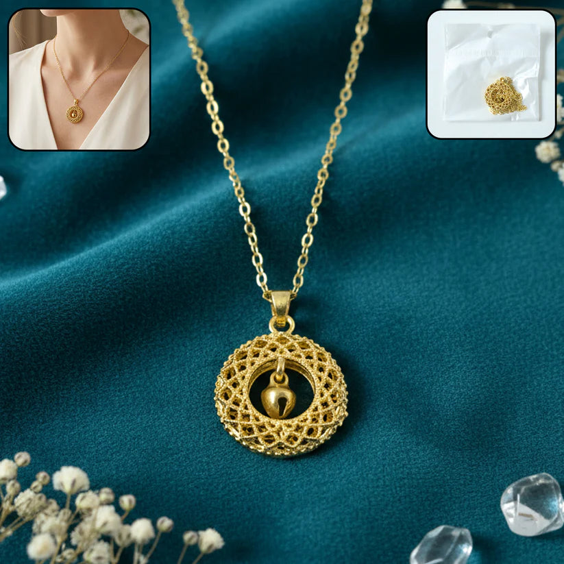 Traditional Gold-tone Round Jhumka Pendant Chain Necklace (1 Pc)