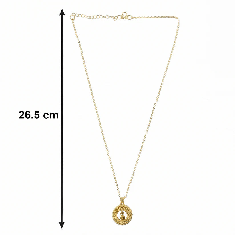 Traditional Gold-tone Round Jhumka Pendant Chain Necklace (1 Pc)