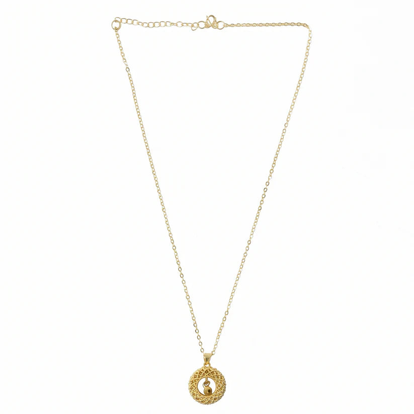 Traditional Gold-tone Round Jhumka Pendant Chain Necklace (1 Pc)