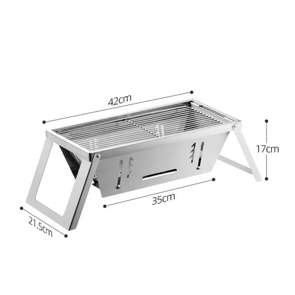 Portable Bbq  Barbecue Grill Stainless Steel Folding Charcoal Grill (1 Set  Net Weight  2207 Gm)