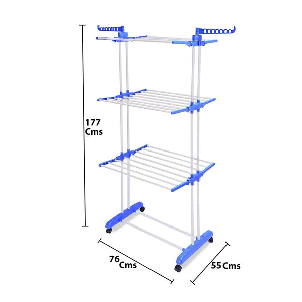 Premium Heavy Duty Stainless Steel 3 Layer Foldable Cloth Drying Stand (1 Set  With Color Box)