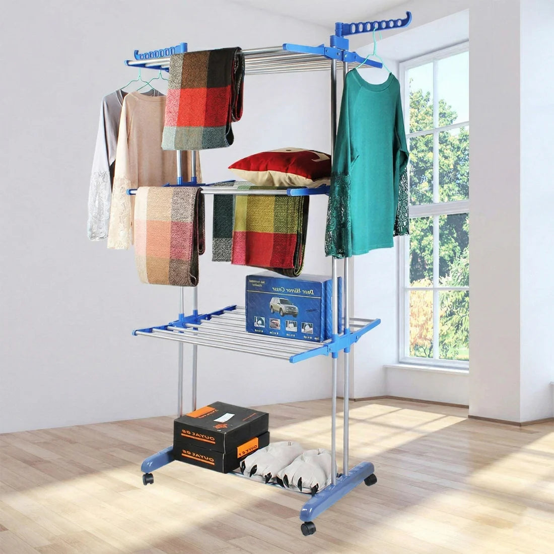 Premium Heavy Duty Stainless Steel 3 Layer Foldable Cloth Drying Stand (1 Set  With Color Box)