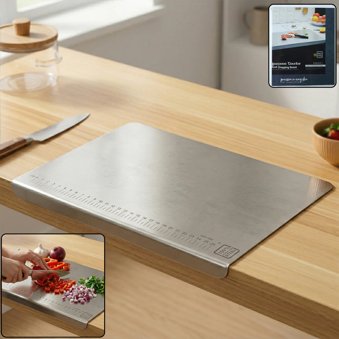 Stainless Steel Chopping Board 35.5x29 Cm 1mm Thickness 1 Pc