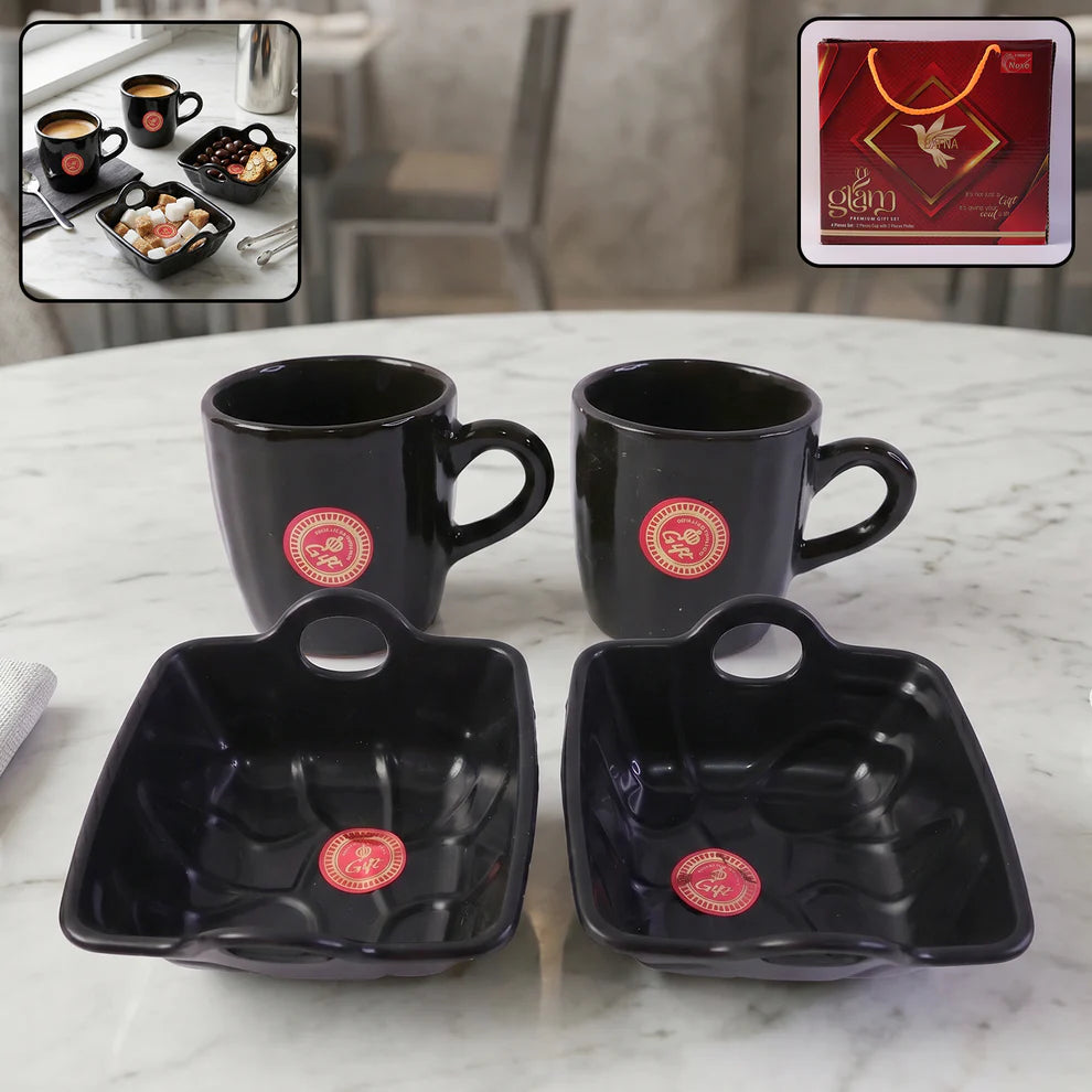 Play Station Ceramic Tea  Cups  Mug Set With Handle Serving Bowl Milk Cup Coffee Cup Tea Cup Breakfast Cup Drinking Mug Or Outdoor For Household Gift For Birthday Wedding Party (4 Pcs Set) - 8229