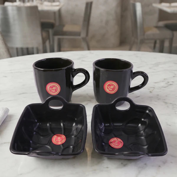 Play Station Ceramic Tea  Cups  Mug Set With Handle Serving Bowl Milk Cup Coffee Cup Tea Cup Breakfast Cup Drinking Mug Or Outdoor For Household Gift For Birthday Wedding Party (4 Pcs Set) - 8229