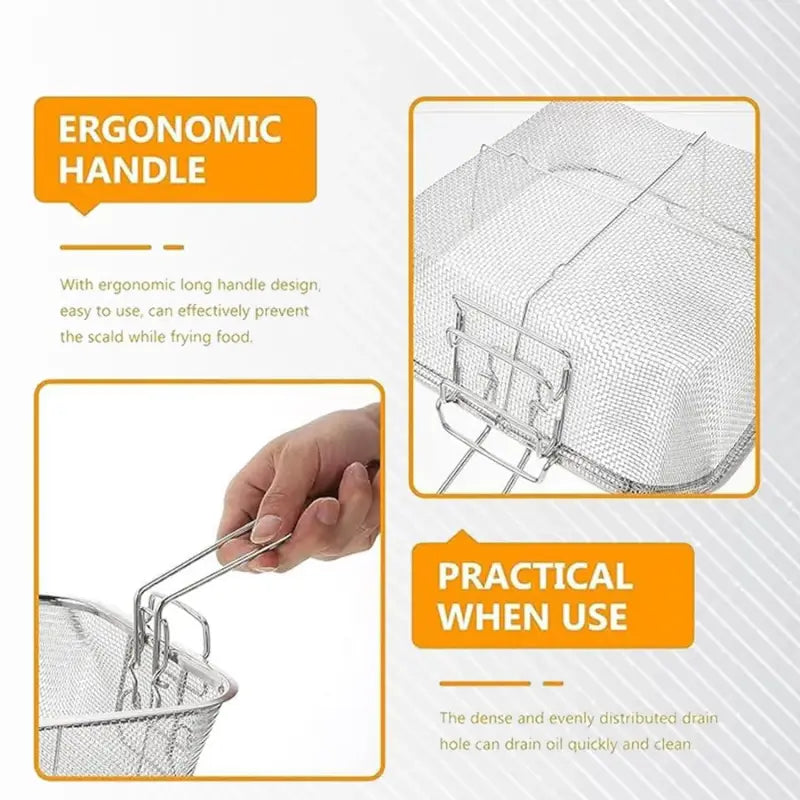 Deep Fryer Basket – Stainless Steel with Long Handle