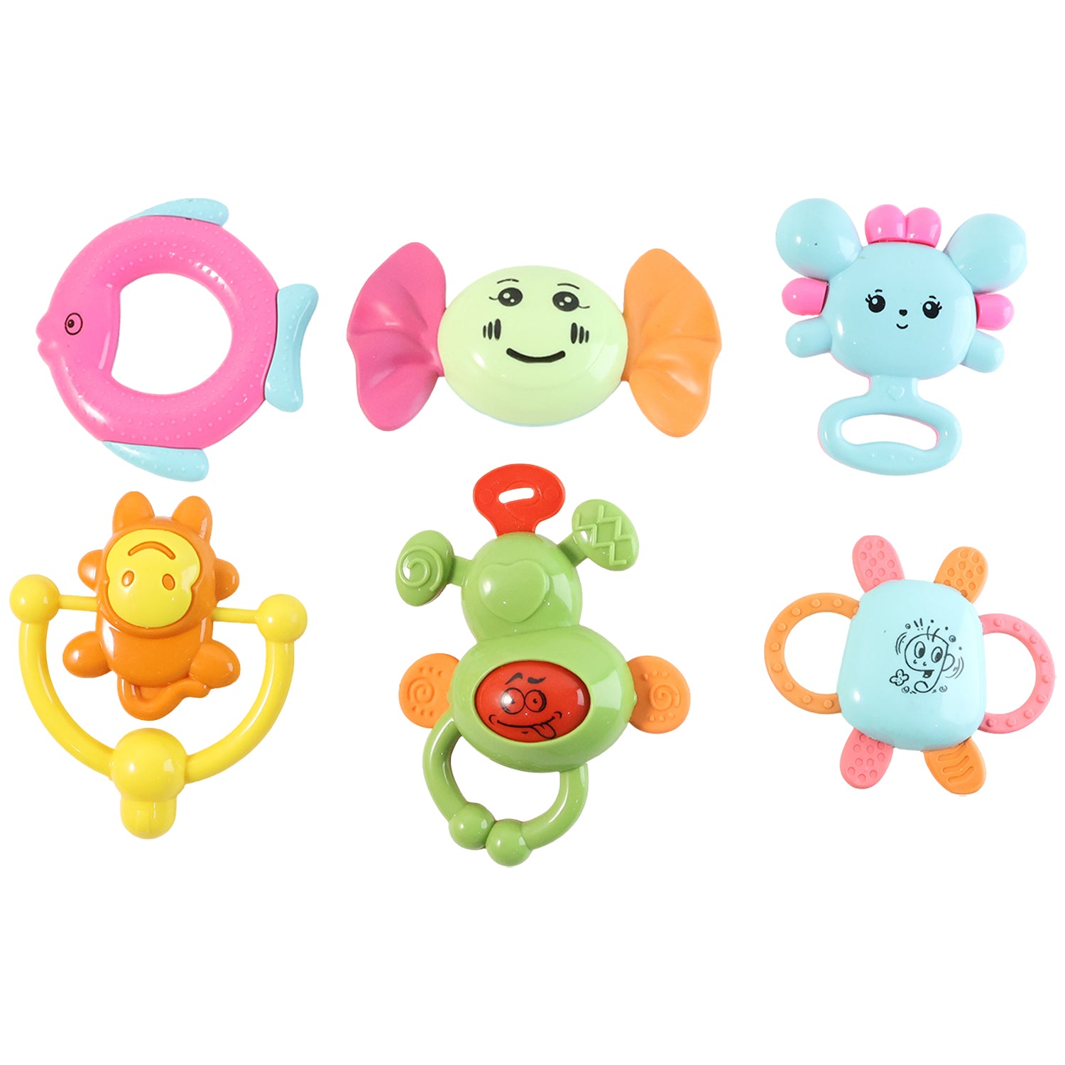 Play Cart Tiny Joys Rattle Toy Set  6-in-1 Baby Rattles