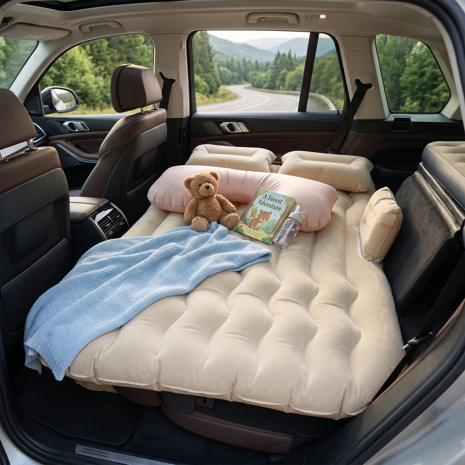 Car Air Mattress Bed Set With Inflatable Pillows And Cushions (1 Set  Mix Design)