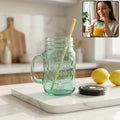 Drinking Cupglassmug Mason Jar With Handle  Straw - 760