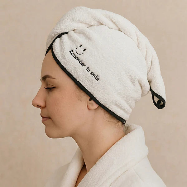 Premium Soft Microfiber Hair Drying Towel Wrap With Button (1 Pc)