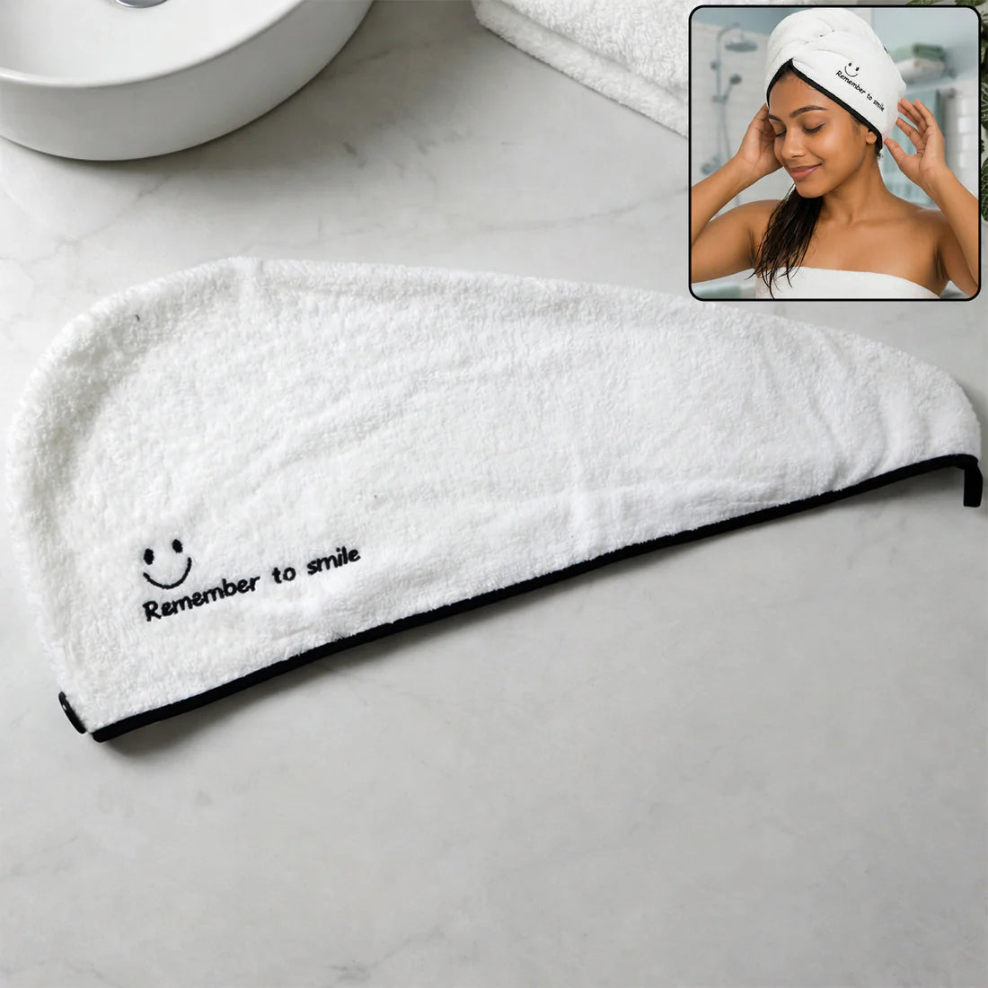 Premium Soft Microfiber Hair Drying Towel Wrap With Button (1 Pc)