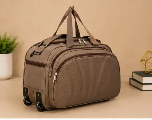 60L Travel Duffel Bag with Trolley Sleeve – Unisex Polyester Weekender Luggage Bag for Men & Women