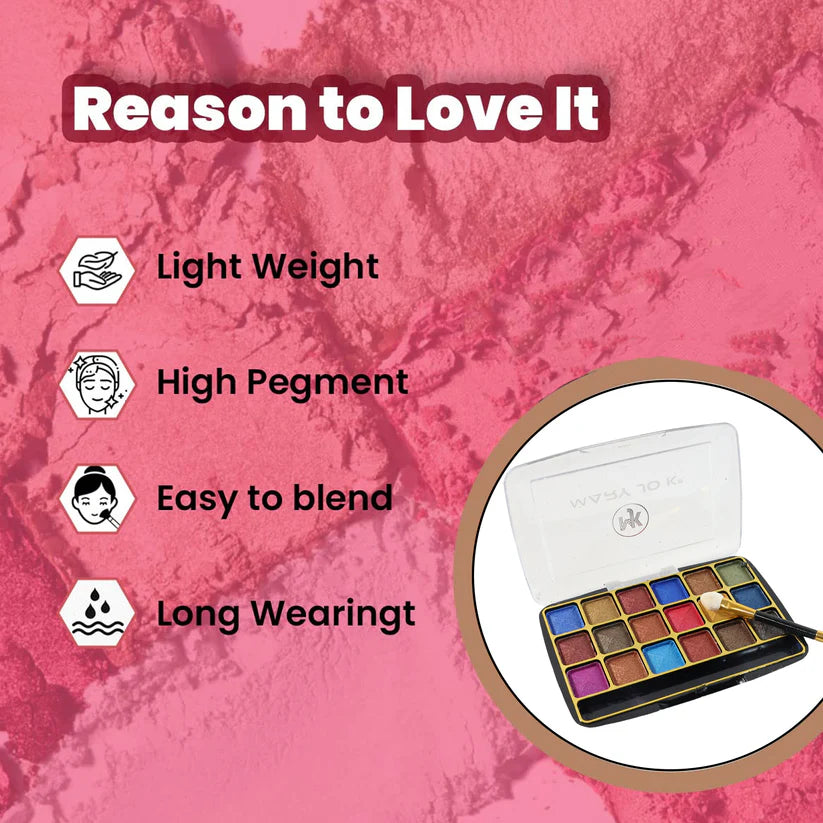Premium 18-color Shimmer Eyeshadow Palette (12 Gm  1 Pc)