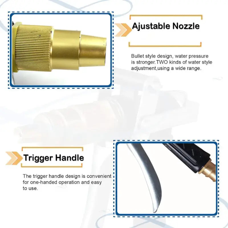 Durable Gold Plated Metal Trigger Hose Nozzle Spray Gun – Garden & Car Cleaning Tool