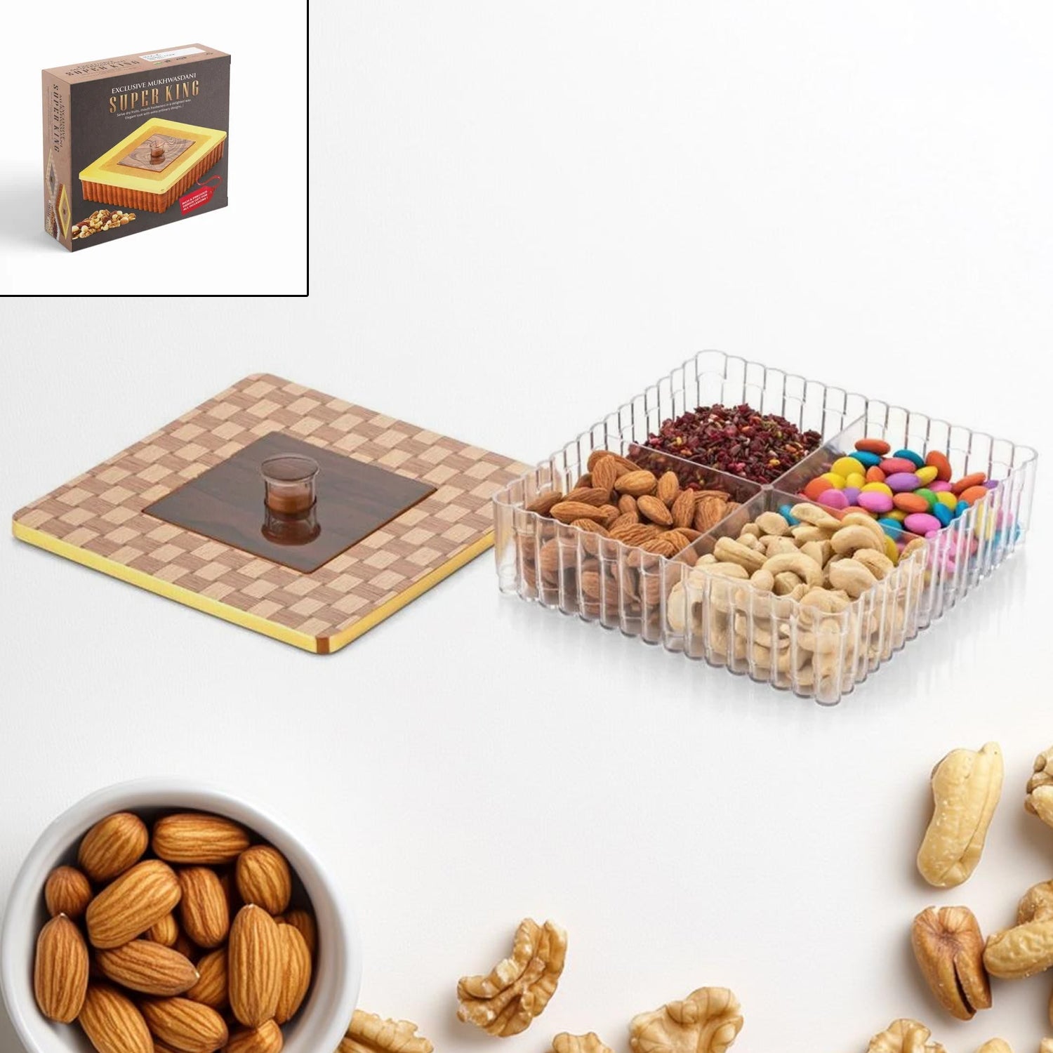Plastic Super King Exclusive Mukhavasdani Dry Fruit Boxes (1 Pc)