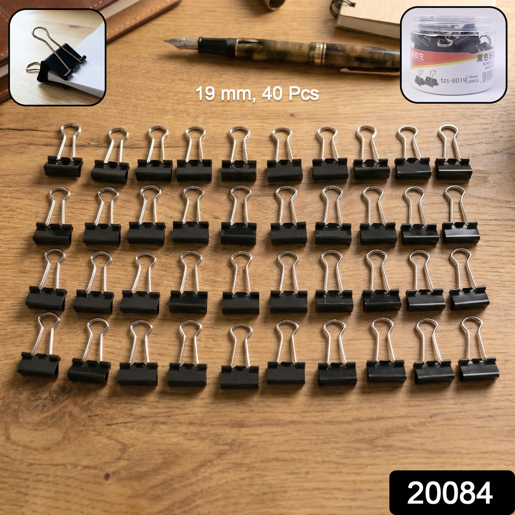 Heavy-duty Black Binder Clips Set (19 Mm 40 Pc)