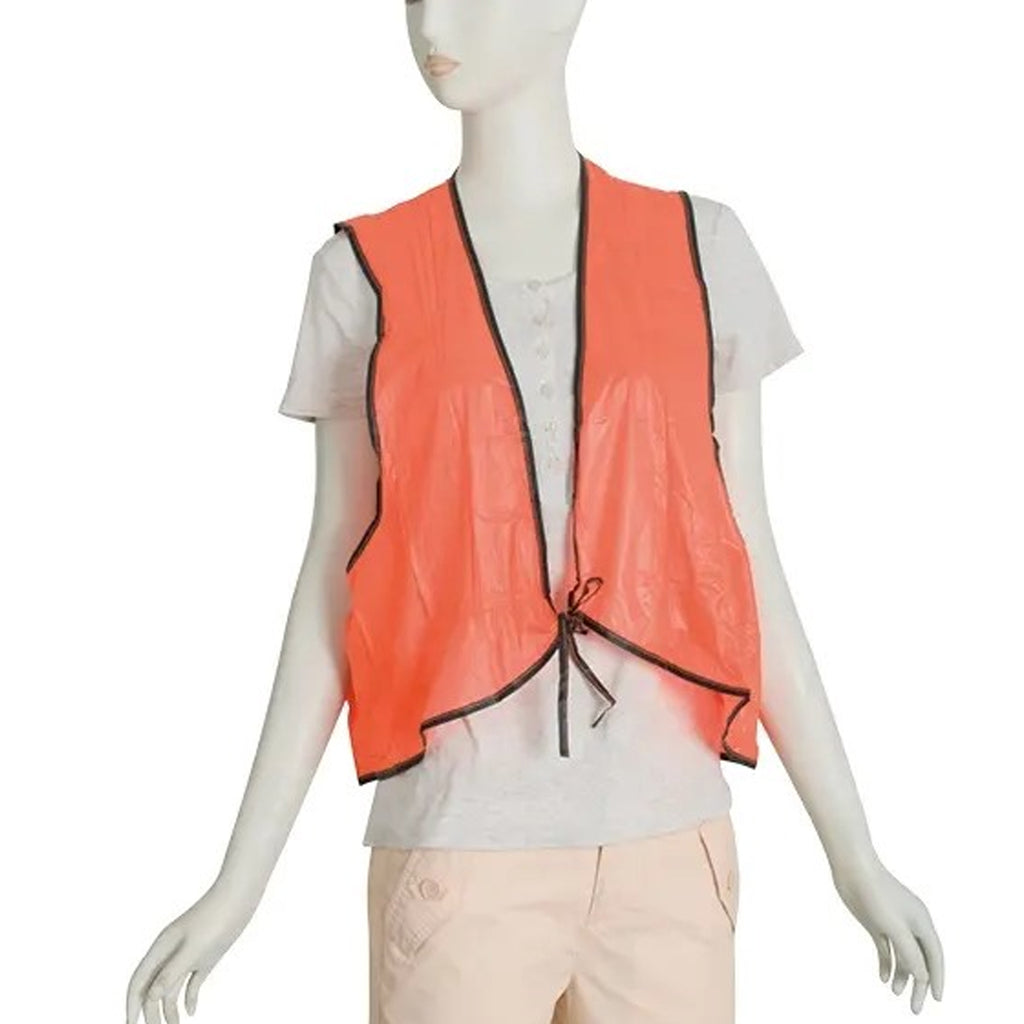 7453 Economy Safety Vest Soft Vinyl With Tie Closure For Identifying Staff And Volunteers Adult Pvc Safety Vest High Visibility For Outdoor Operator