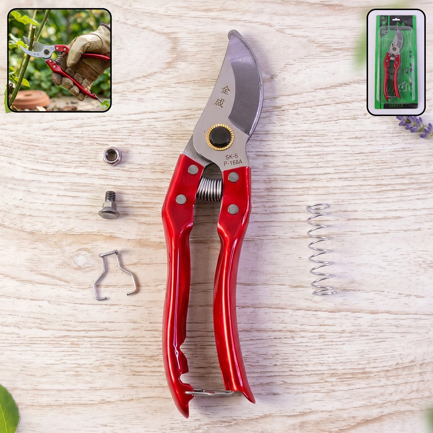 Garden Pruning Shears Bypass Secateurs Sk-5 Steel Plant Branch Cutter (1 Pc)