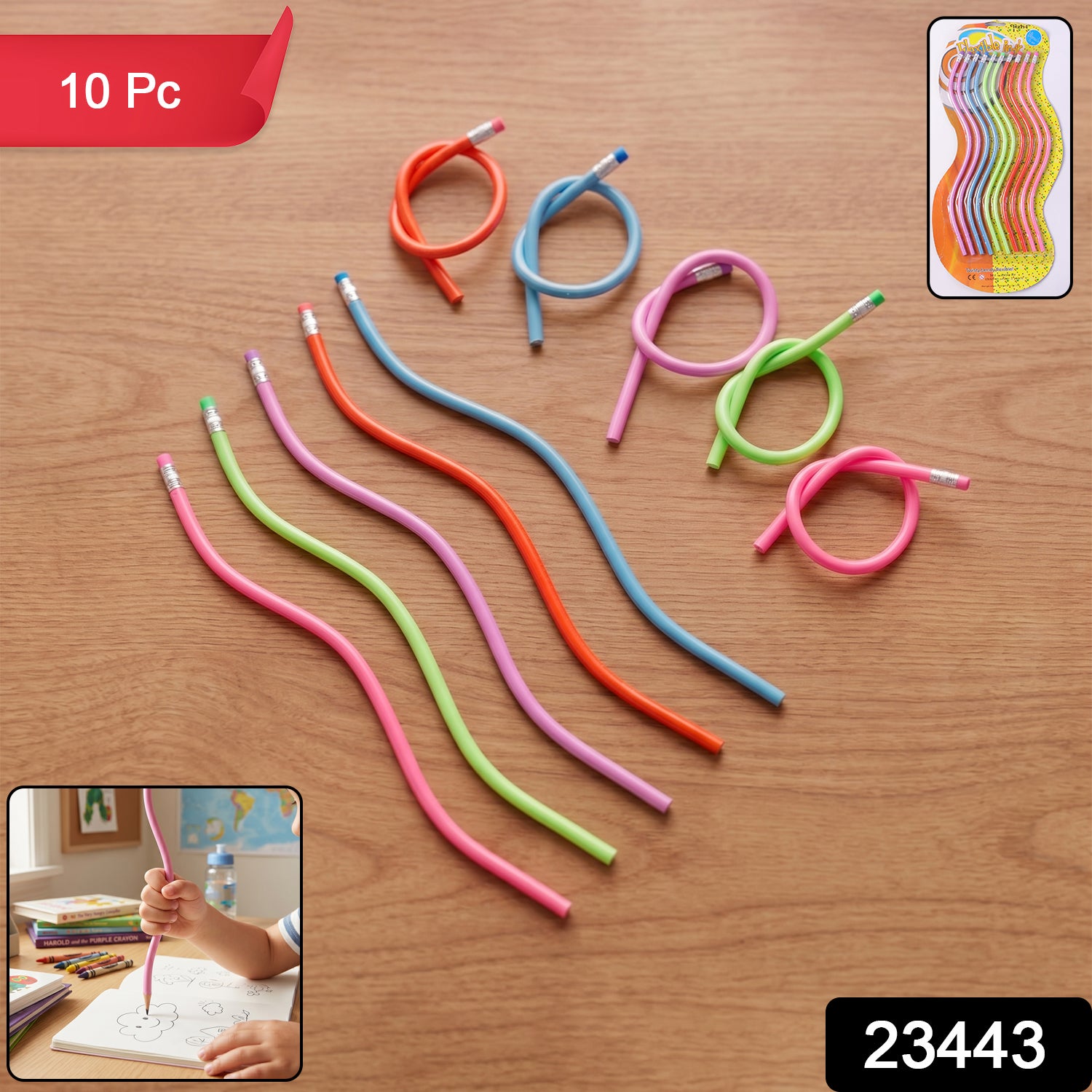 Flexible Bendy Soft Pencils With Eraser  10 Pc