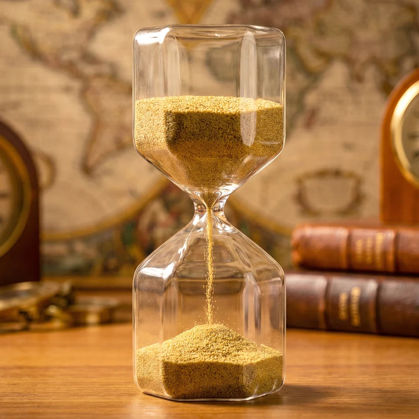 Faceted Glass Hourglass Sand Timer - (1 Pc  4 Minutes Approx Time)