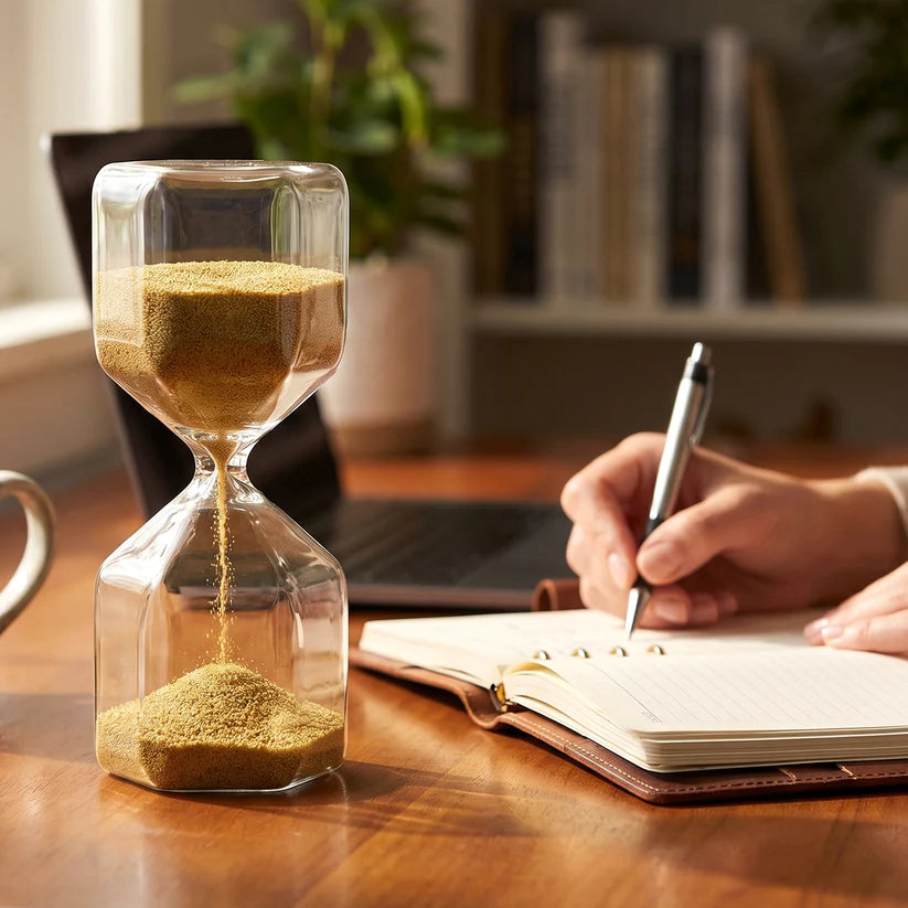 Faceted Glass Hourglass Sand Timer - (1 Pc  4 Minutes Approx Time)