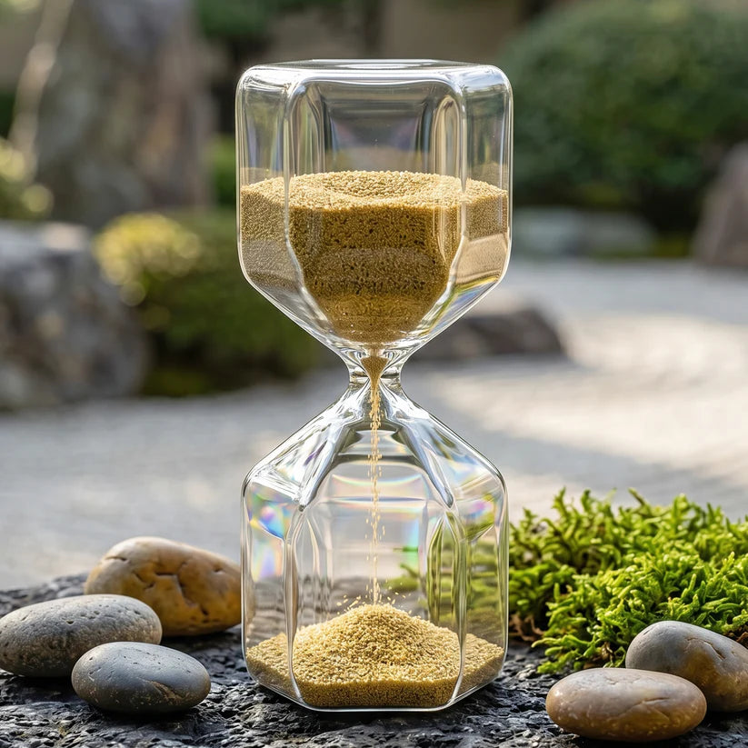 Faceted Glass Hourglass Sand Timer - (1 Pc  4 Minutes Approx Time)