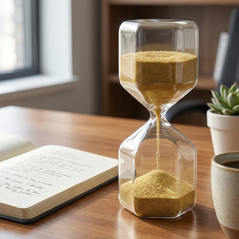 Faceted Glass Hourglass Sand Timer - (1 Pc  4 Minutes Approx Time)