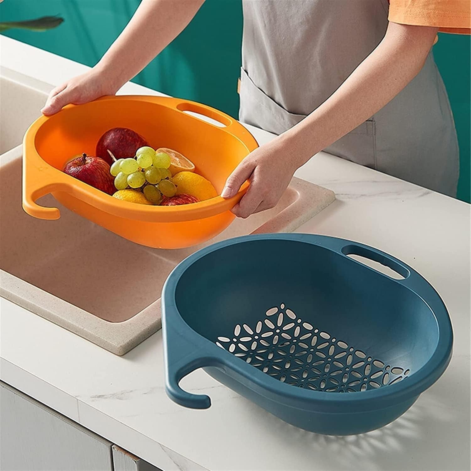 Kitchen Sink Drain Basket Strainer Colander For Fruits  Vegetable Washing (1 Pc)
