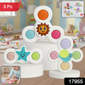 White Baby Spinner Toy Set  Sensory Suction Spin Toys (3 Pc Set)