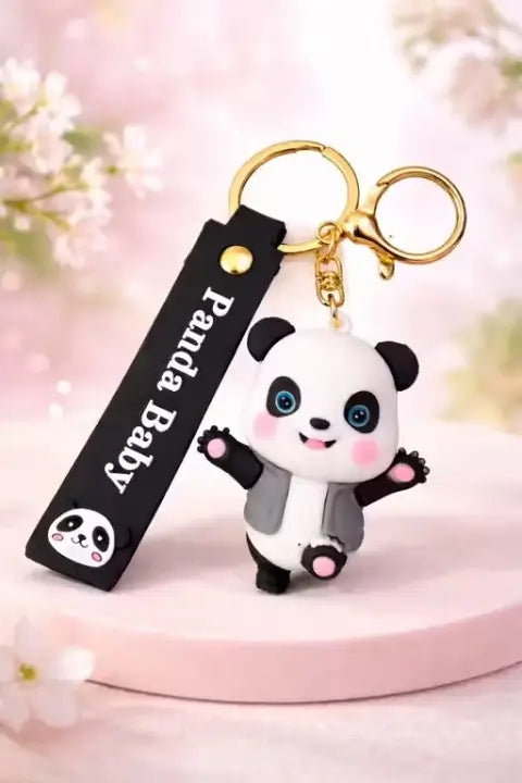 Panda Baby Keychain – Cute Silicone Cartoon Key Ring