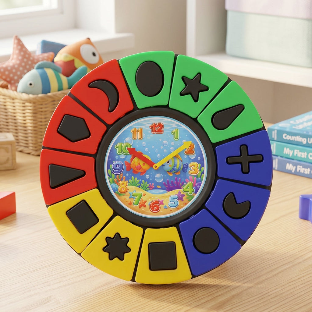 Shape  Color Matching Learning Puzzle Toy With Clock For Kids Toddlers (1 Pc)