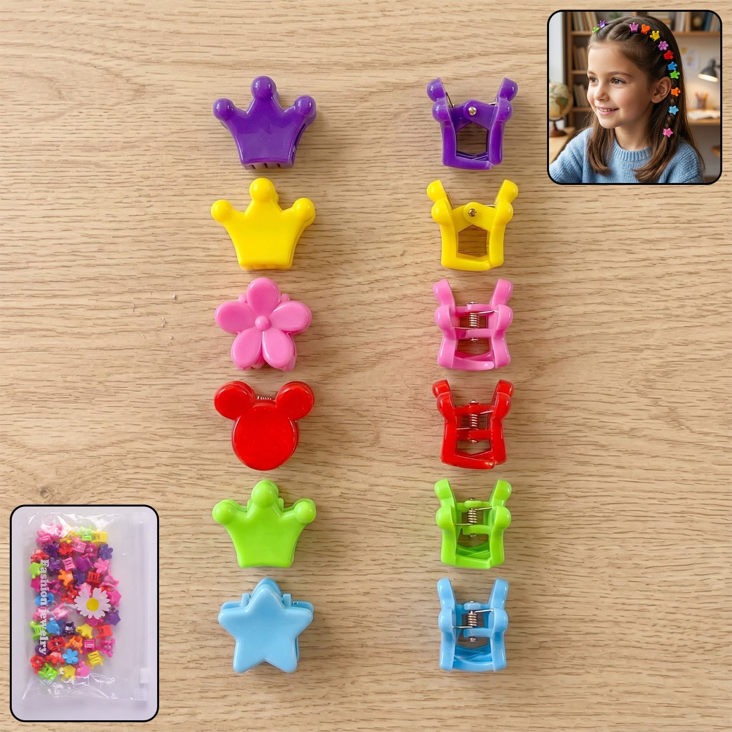 Colorful Mini Hair Claw Clips Set (1 Set)
