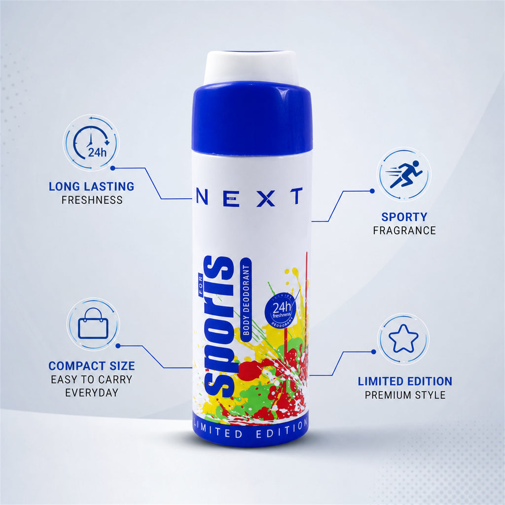 Next Sports Fragrance Body Spray Long-lasting Deodorant For Men Daily Use (200ml)