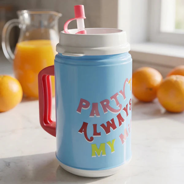 Insulated Mug With Lid Handle Flexible Straw With Cap (709 Ml)