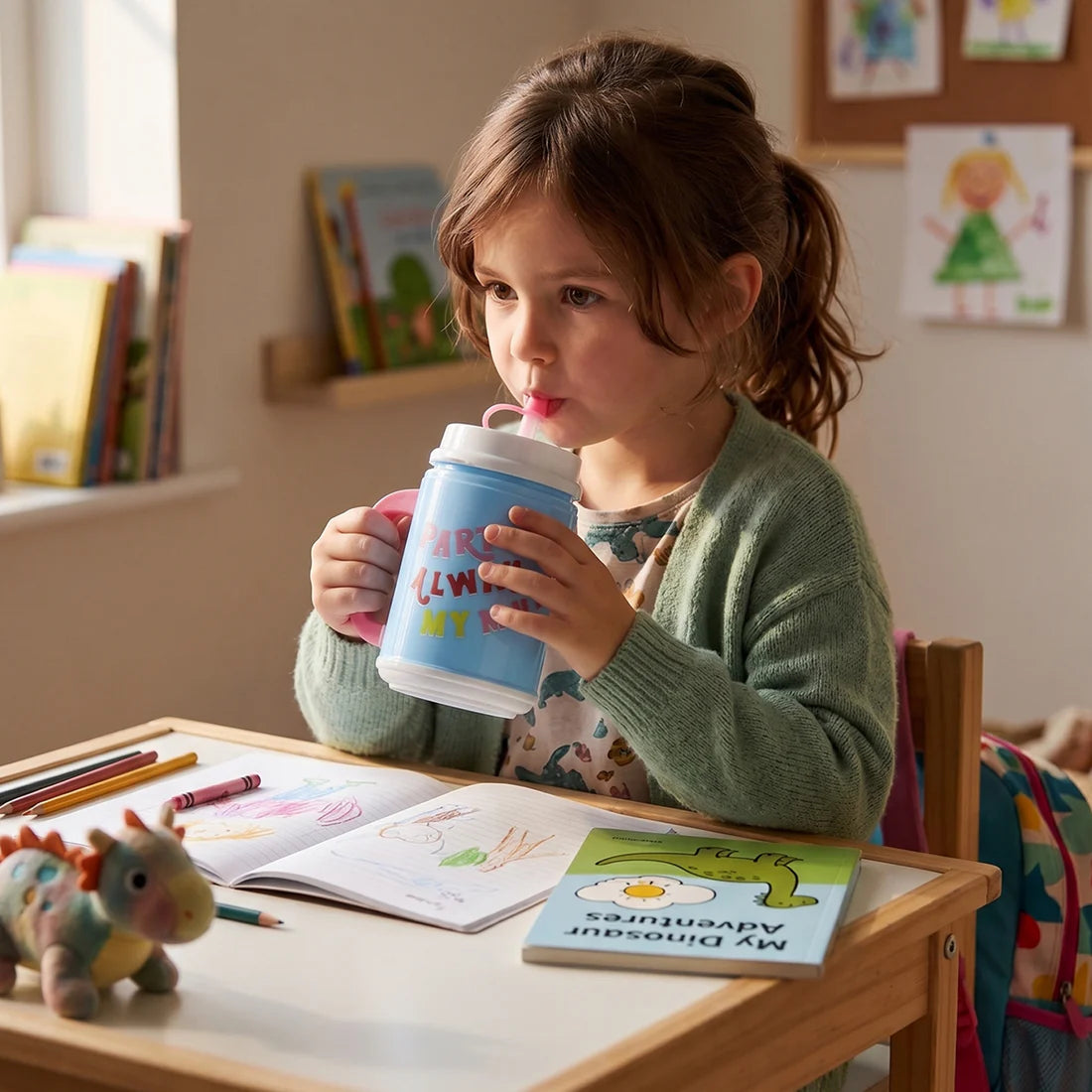 Insulated Mug With Lid Handle Flexible Straw With Cap (709 Ml)