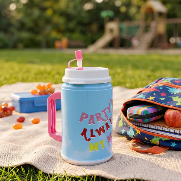Insulated Mug With Lid Handle Flexible Straw With Cap (709 Ml)