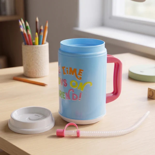 Insulated Mug With Lid Handle Flexible Straw With Cap (709 Ml)