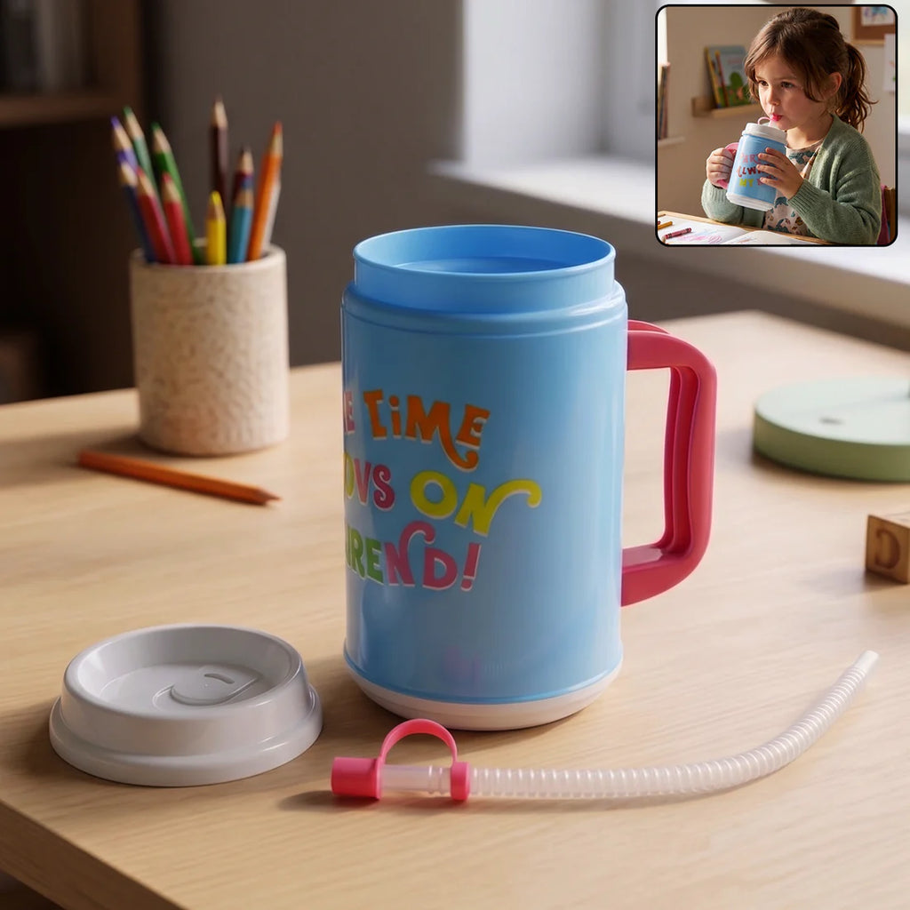 Insulated Mug With Lid Handle Flexible Straw With Cap (709 Ml)