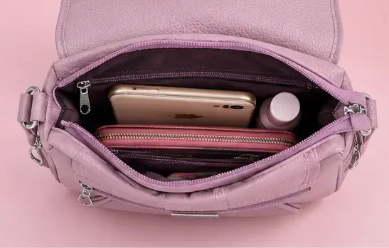 Women's Textured Leatherette Handbag – Stylish Shoulder Tote Bag with 4 Compartments for Office, Shopping & Daily Use